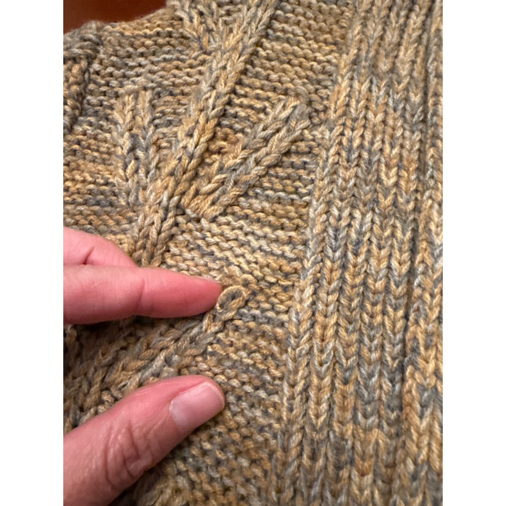 Sweater Bee Banff ltd Vintage knit gray gold cardigan belted cable grannycore - Picture 10 of 11